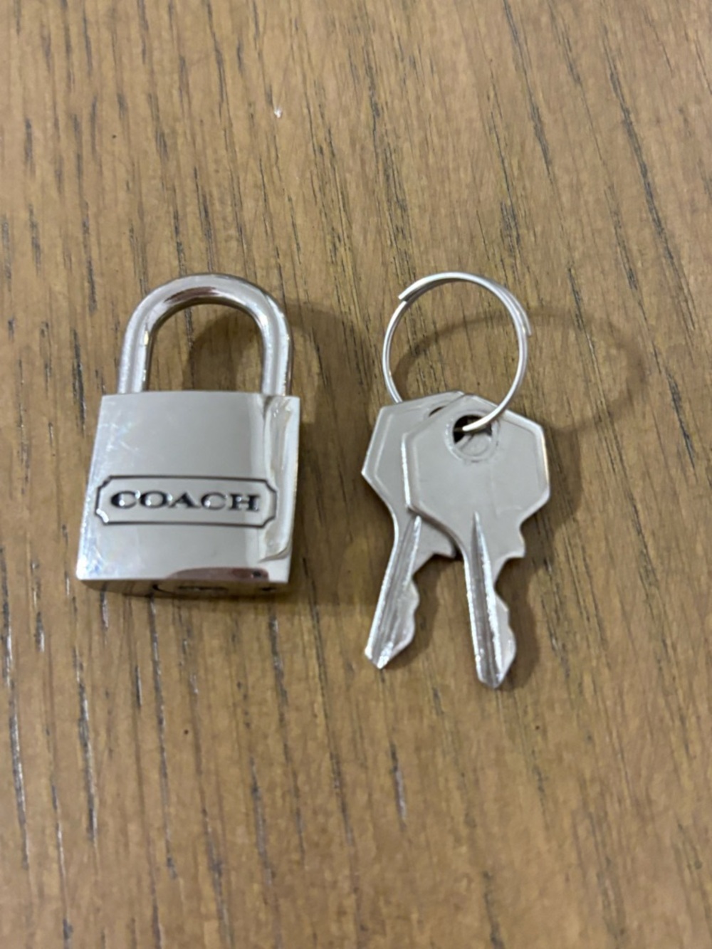 Coach Silver-Tone Padlock Charm with Key Set